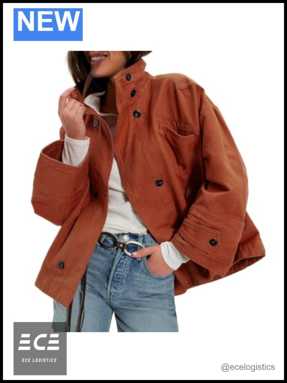 Washed Canvas Bomber Jacket Oversized Barn Cotton Funnel Collar Cargo